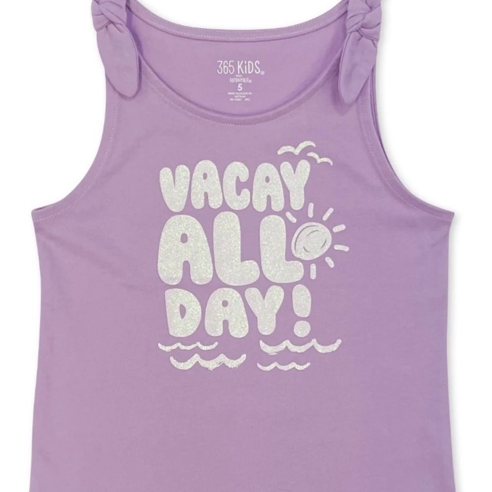 Girls Purple Tank Top - Vacay All Day, size 5